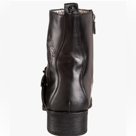 MARK NASON Coolest Black Leather Biker Moto Ankle Boots Cross Studded Skulls 8 - Picture 7 of 15